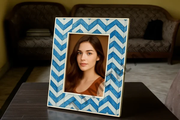 Blue White Photo Frame