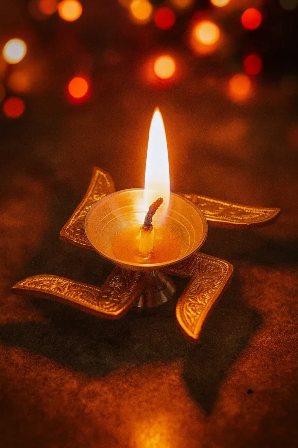 Metal Swastik Diya for Pooja