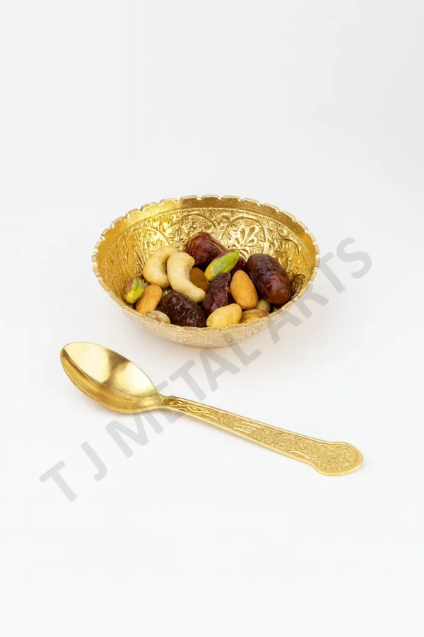 Festive Golden Dry Fruit Bowl Gift Set