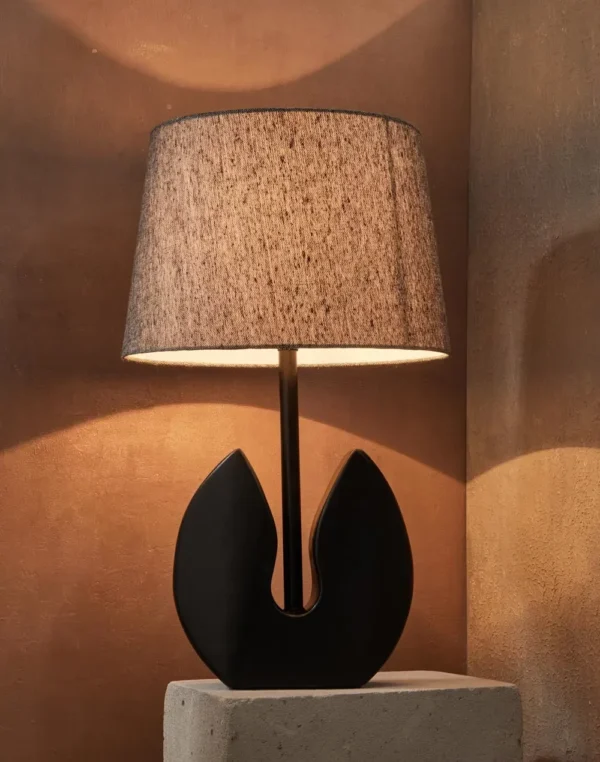 Black Wooden Table Lamp With Shade