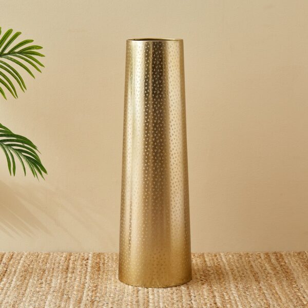 Conical Metal Vase - Gold